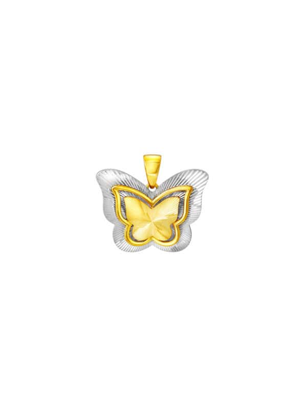 TOMEI Dual-Tone Butterfly Pendant, Yellow Gold 916