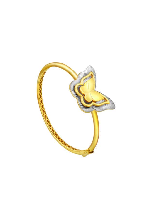 TOMEI Dual-Tone Butterfly Bangle, Yellow Gold 916