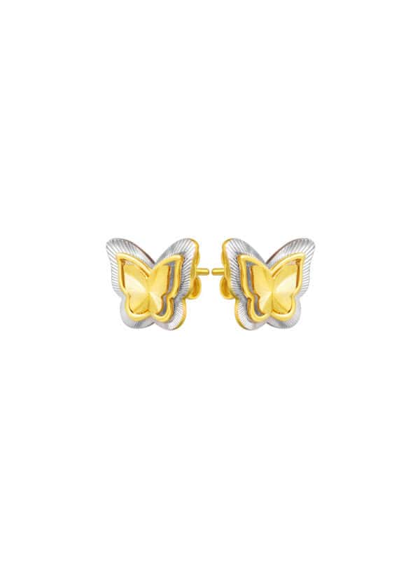 TOMEI Dual-Tone Butterfly Earrings, Yellow Gold 916