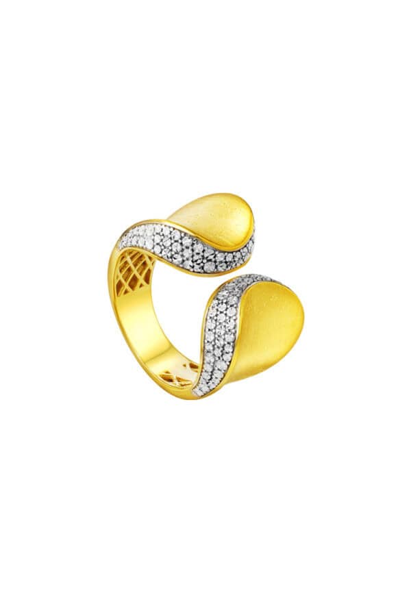 TOMEI Diamond Cut Collection Open Ring, Yellow Gold 916
