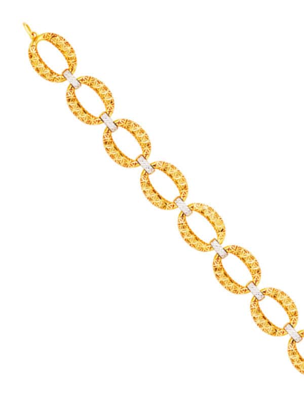 TOMEI Oval Flower Bracelet, Yellow Gold 916
