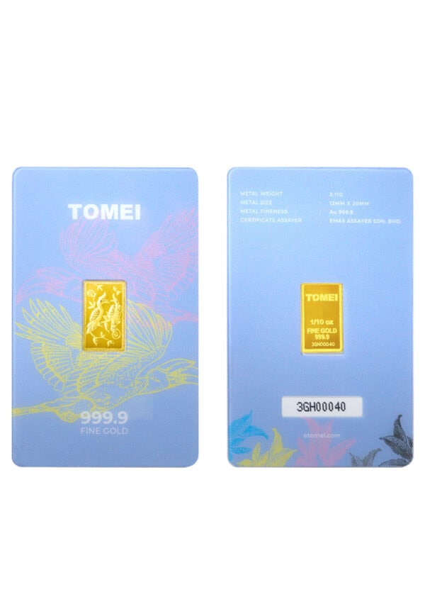 TOMEI Hornbill Gold Bar 3.11G Blue Card | Fine Gold 9999