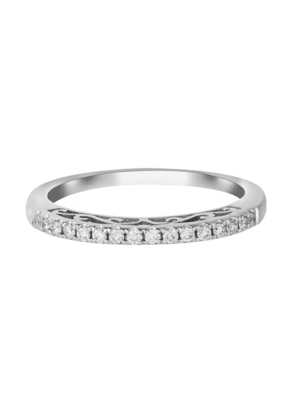 TOMEI Ornately Sophisticated with Luminous Sparks Ring, White Gold 375 (R4097)