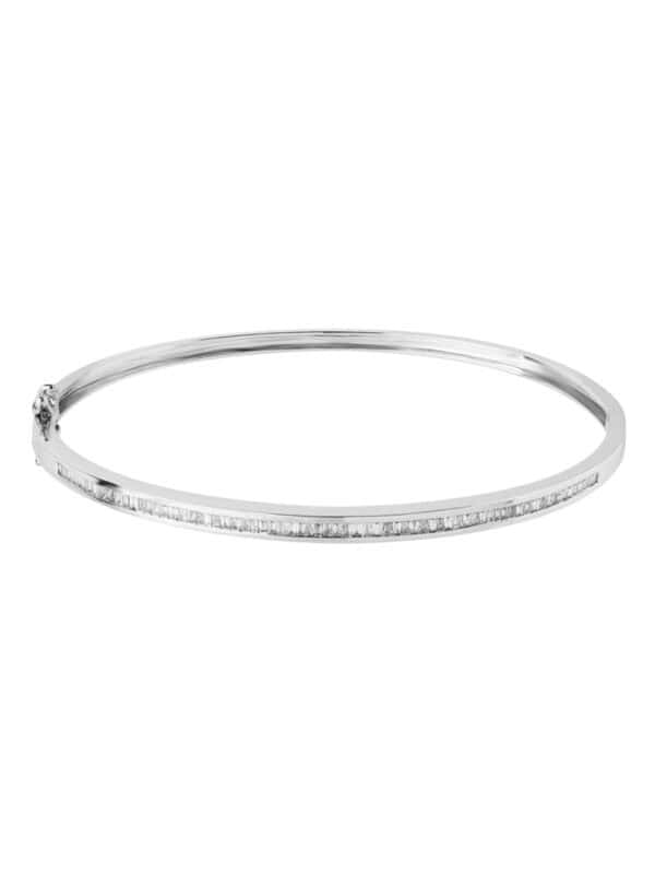 TOMEI Eternity Tapered Diamond Bangle, White Gold 750