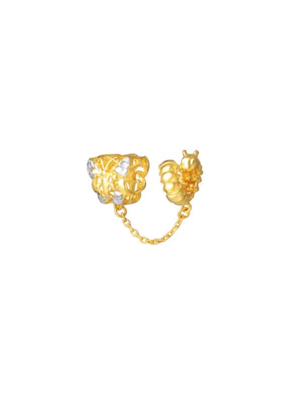 762x1100_0016_Sony_24506 TOMEI Butterfly & Caterpillar Charm, Yellow Gold 916