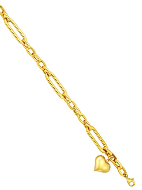 TOMEI Chubby Heart Bracelet, Yellow Gold 916