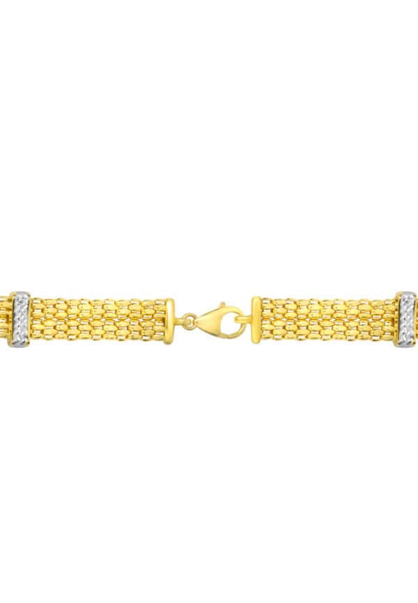 TOMEI Dual-Tone Flat Bracelet, Yellow Gold 916