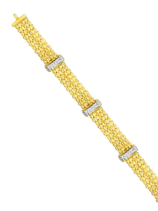 TOMEI Dual-Tone Flat Bracelet, Yellow Gold 916