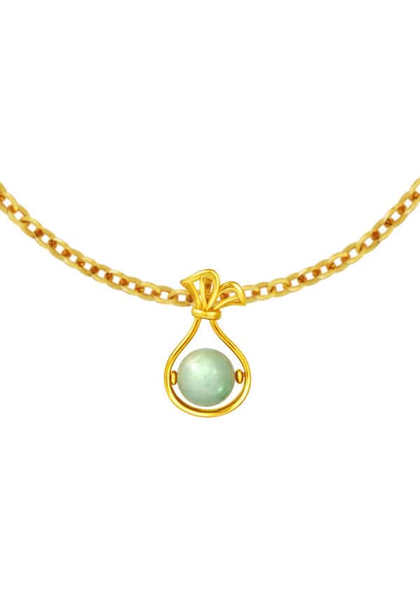 TOMEI Money Bag Jade Pendant, Yellow Gold 916