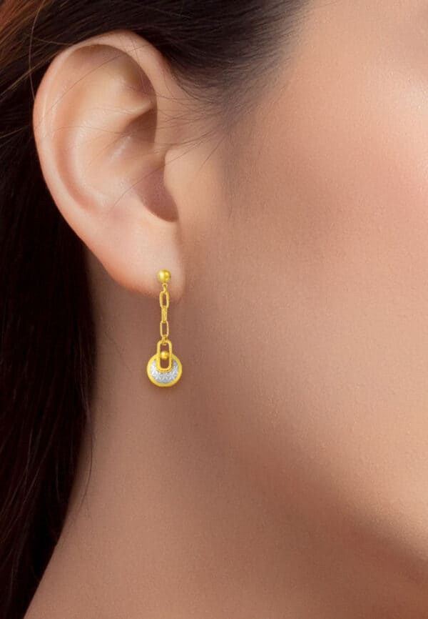 TOMEI Lusso Italia Dual-Tone Lock Pad Earrings, Yellow Gold 916