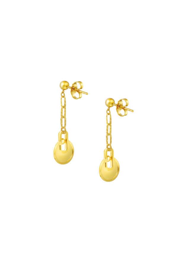 TOMEI Lusso Italia Dual-Tone Lock Pad Earrings, Yellow Gold 916