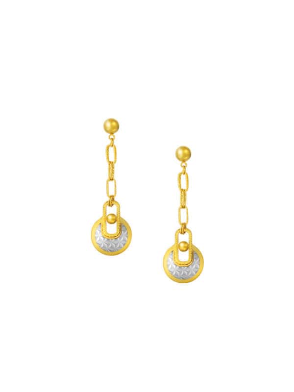 TOMEI Lusso Italia Dual-Tone Lock Pad Earrings, Yellow Gold 916