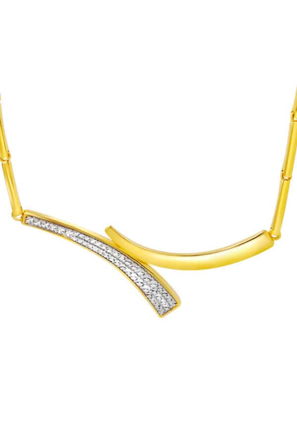 TOMEI Diamond Cut Collection Curved Line Necklace, Yellow Gold 916