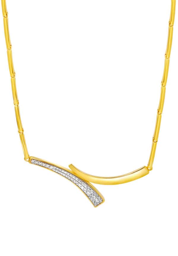 TOMEI Diamond Cut Collection Curved Line Necklace, Yellow Gold 916