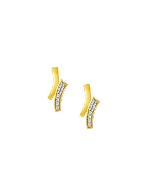 TOMEI Diamond Cut Collection Curved Line Earrings, Yellow Gold 916