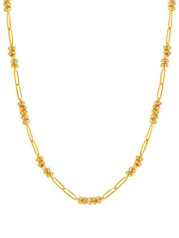 TOMEI Etched Quartet Chain Link Necklace, Yellow Gold 916