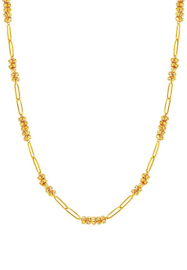 TOMEI Etched Quartet Chain Link Necklace, Yellow Gold 916