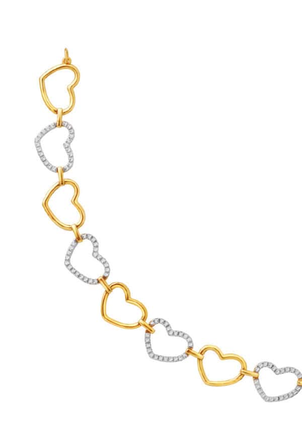 762x1100_Master_0014_Sony_23357_c09eef1e-2ed4-4bad-b4d4-39658ec7471f TOMEI Diamond Cut Collection Gilded Hearts Bracelet, Yellow Gold 916