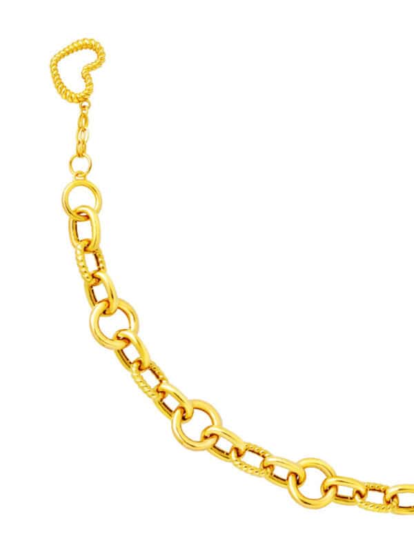 TOMEI Interlocking Ribbed Heart Bracelet, Yellow Gold 916