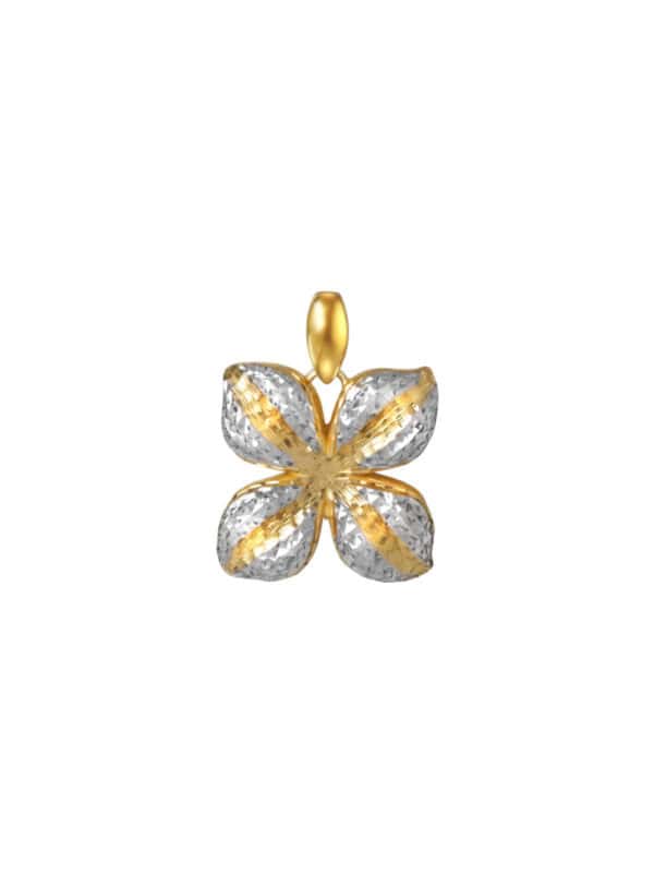 TOMEI Dual-Tone Flower Pendant, Yellow Gold 916