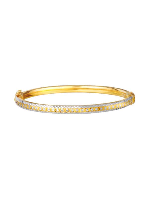 TOMEI Dual-Tone Thin Bangle, Yellow Gold 916