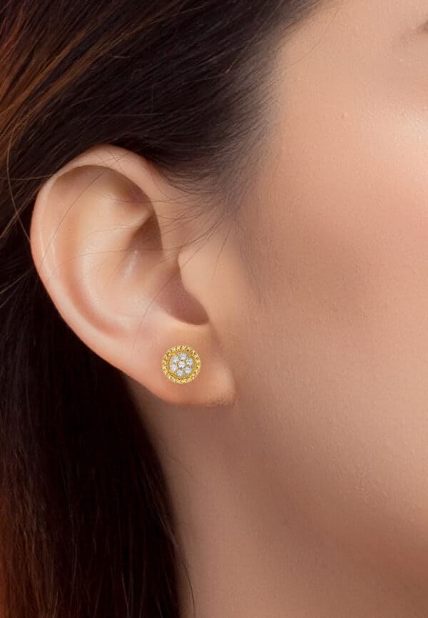9Q-YG1261E-2C-3 TOMEI Diamond Cut Collection Round earrings, Yellow Gold 916 (9Q-YG1261E-2C)