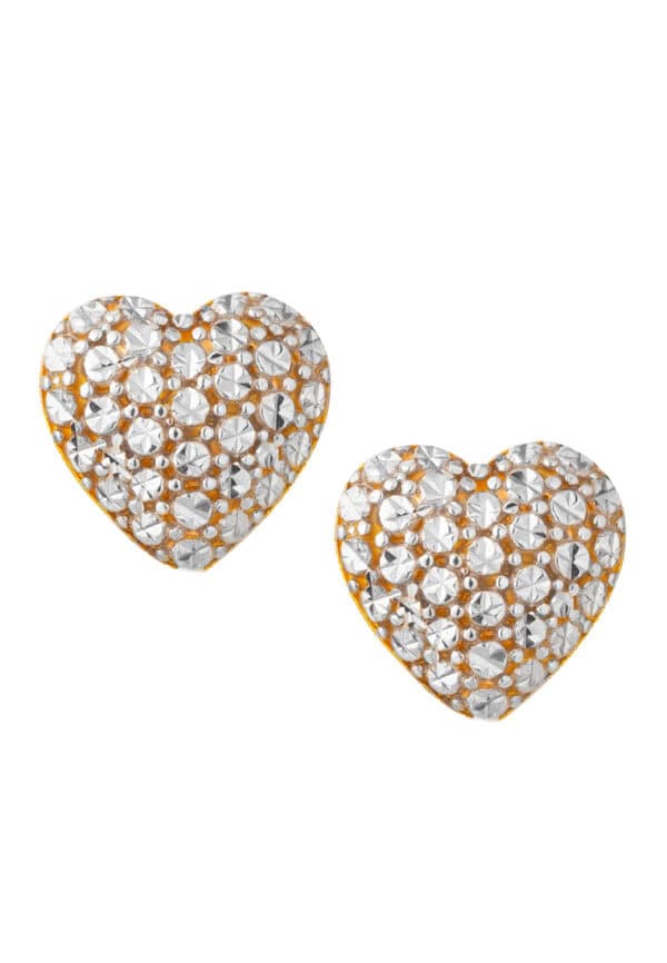TOMEI Diamond Cut Collection Laser Heart Earrings, Yellow Gold 916