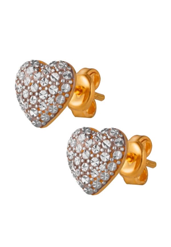 TOMEI Diamond Cut Collection Laser Heart Earrings, Yellow Gold 916