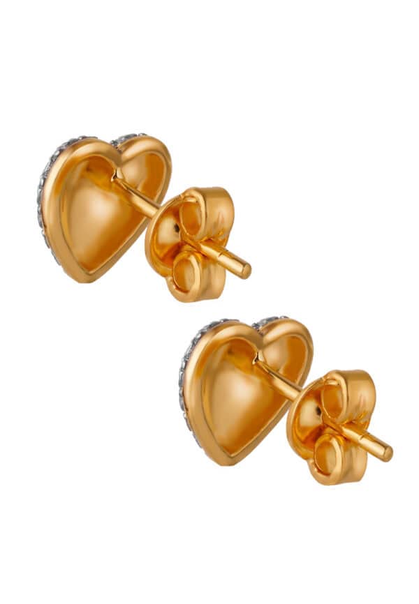 TOMEI Diamond Cut Collection Laser Heart Earrings, Yellow Gold 916