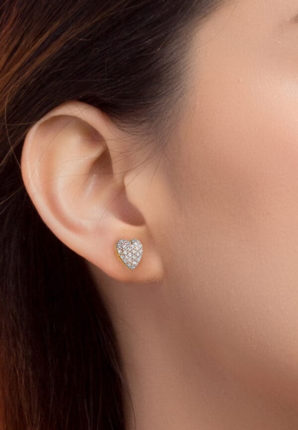 TOMEI Diamond Cut Collection Laser Heart Earrings, Yellow Gold 916