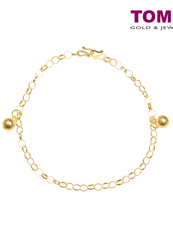 TOMEI Jingling & Blessing Double Treasures Baby Anklet, Yellow Gold 916