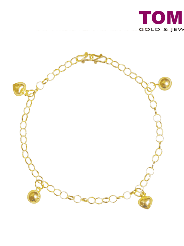 TOMEI Jingling & Blessing Quadruple Treasures Baby Anklet, Yellow Gold 916 (22K)