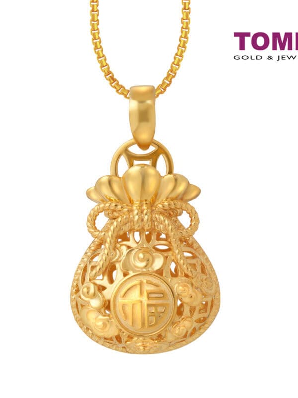 CNYGOLD_1000px_0061_9P-YG1135P-1C TOMEI Money Bag Pendant, Yellow Gold 916