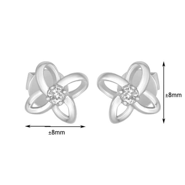 Tomei "Four Petal Flower" Diamond Earrings, White Gold 585