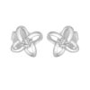 Tomei "Four Petal Flower" Diamond Earrings, White Gold 585