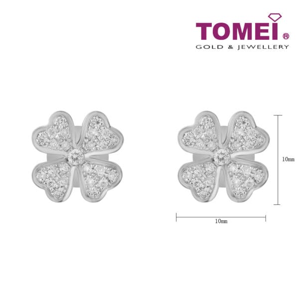 TOMEI Four Leaves Clover Diamond Earrings, White Gold 750 (E1794)