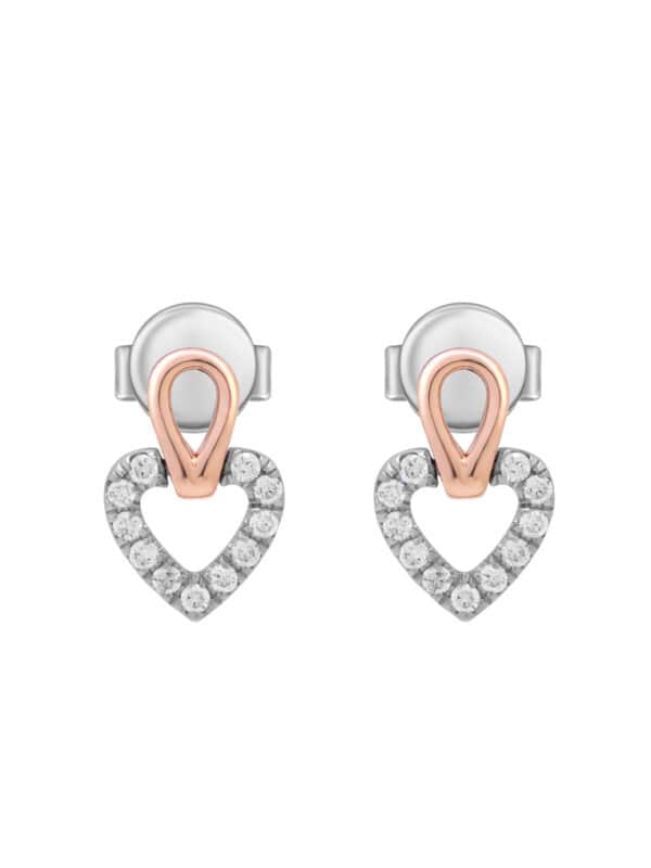 TOMEI Love Is Beautiful Collection Diamond Earrings, White+Rose Gold 585