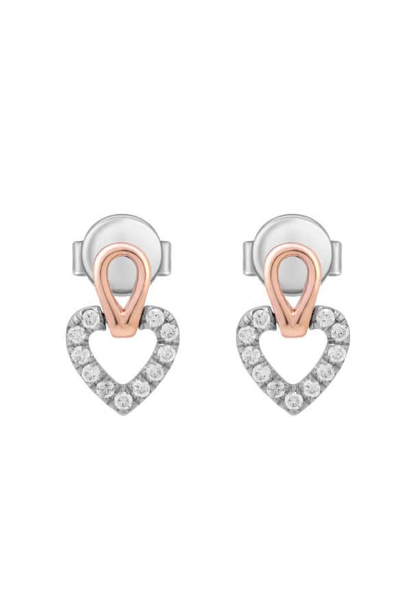 TOMEI Love Is Beautiful Collection Diamond Earrings, White+Rose Gold 585
