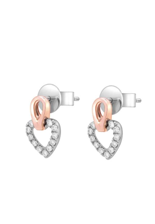 TOMEI Love Is Beautiful Collection Diamond Earrings, White+Rose Gold 585