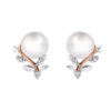 TOMEI Pearl Earrings, White+Rose Gold 585