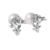 TOMEI Pearl Earrings, White+Rose Gold 585
