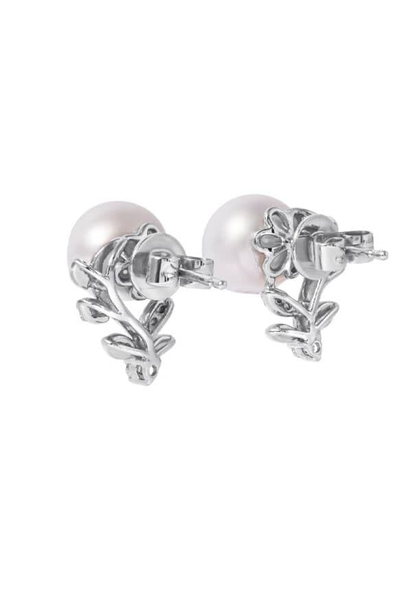 TOMEI Pearl Earrings, White+Rose Gold 585