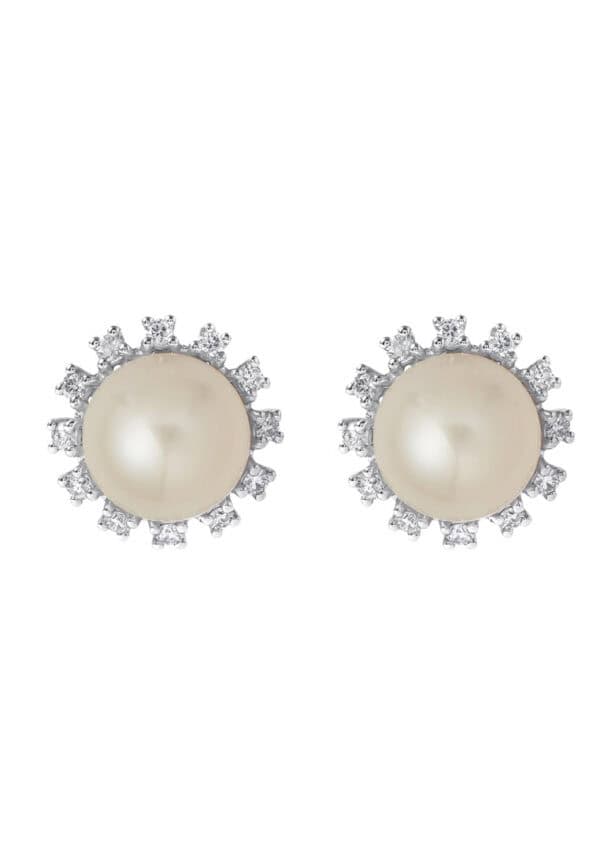 TOMEI Pearl Earrings, White Gold 585