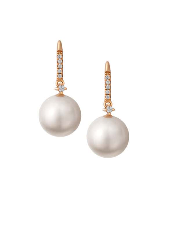 TOMEI Mesmeric Elegance of the Seas Earrings, Pearl Diamond, White/Yellow Gold 585