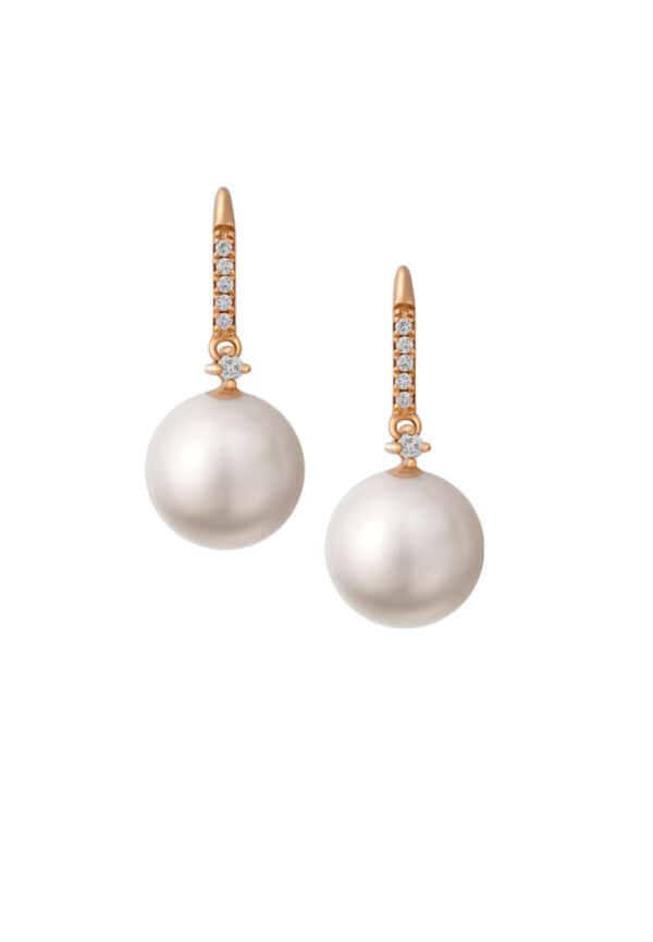 TOMEI Mesmeric Elegance of the Seas Earrings, Pearl Diamond, White/Yellow Gold 585
