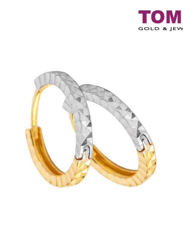 TOMEI Dual-Tone Hoop Earrings, Yellow Gold 916 (9Q-ER1435-D02-2C)