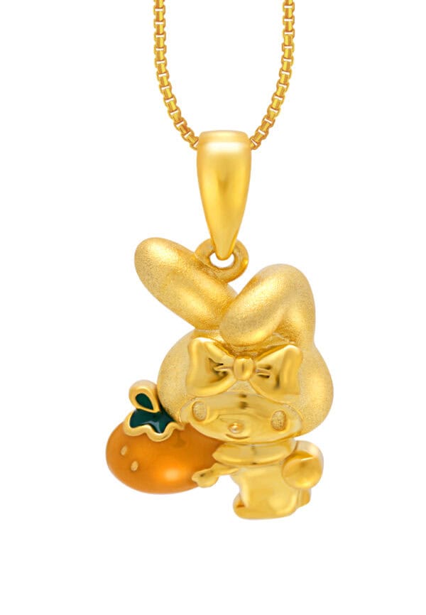 TOMEI X SANRIO My Melody With Fruit Pendant, Yellow Gold 916