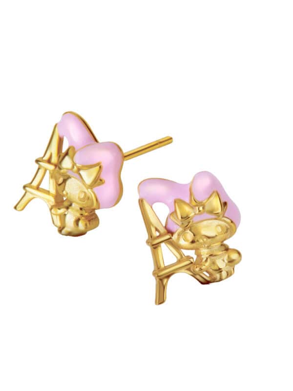 TOMEI My Melody with Parisienne Eiffel Joy Earrings, Yellow Gold 916