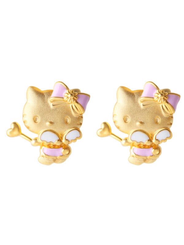 TOMEI X Hello Kitty Fairy Stick Earrings, Yellow Gold 916