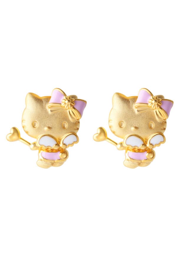 TOMEI X Hello Kitty Fairy Stick Earrings, Yellow Gold 916